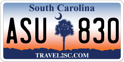 SC license plate ASU830