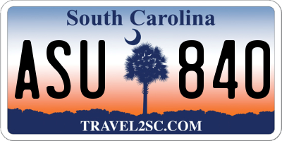 SC license plate ASU840