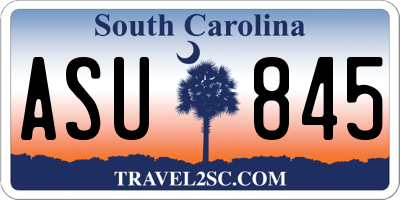 SC license plate ASU845