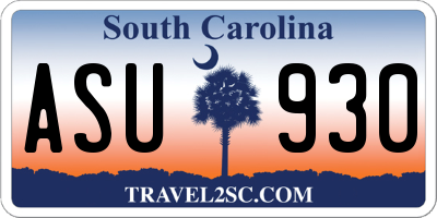 SC license plate ASU930