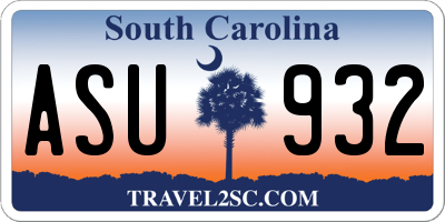 SC license plate ASU932