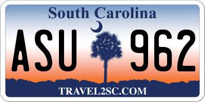 SC license plate ASU962