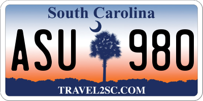 SC license plate ASU980
