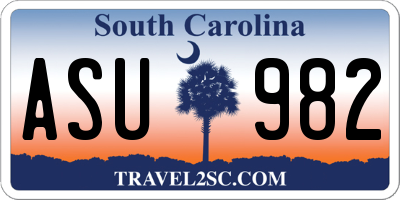 SC license plate ASU982