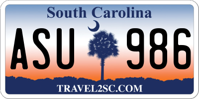 SC license plate ASU986