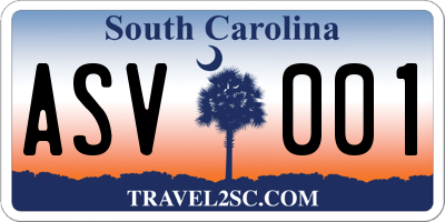 SC license plate ASV001
