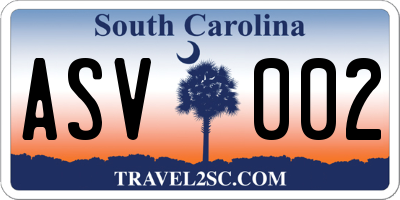 SC license plate ASV002