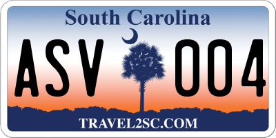 SC license plate ASV004
