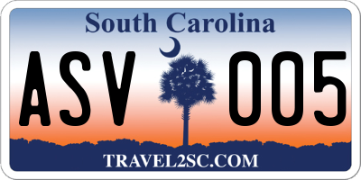 SC license plate ASV005