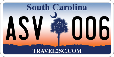 SC license plate ASV006