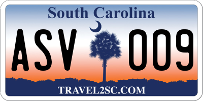 SC license plate ASV009