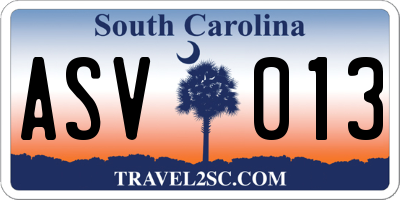 SC license plate ASV013