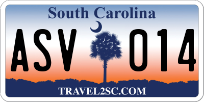 SC license plate ASV014