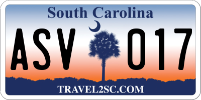 SC license plate ASV017