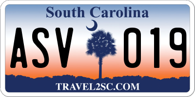 SC license plate ASV019