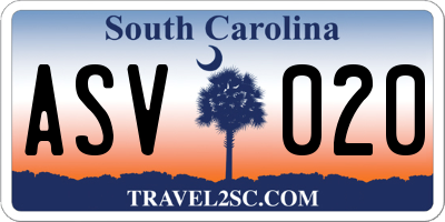 SC license plate ASV020