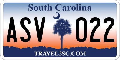 SC license plate ASV022