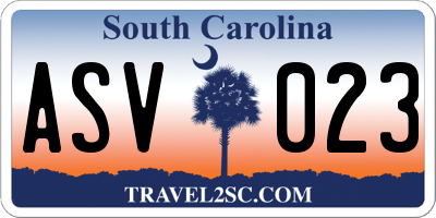 SC license plate ASV023
