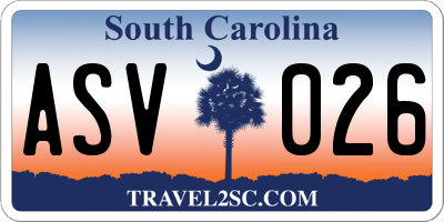 SC license plate ASV026