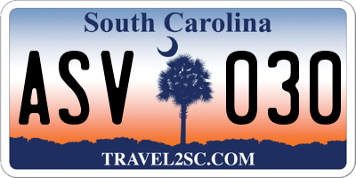SC license plate ASV030