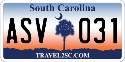 SC license plate ASV031