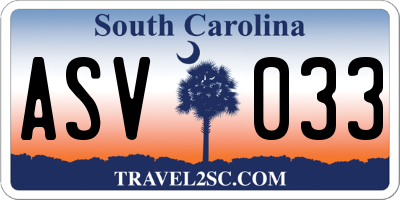 SC license plate ASV033