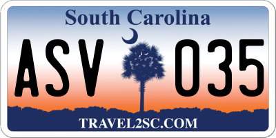 SC license plate ASV035
