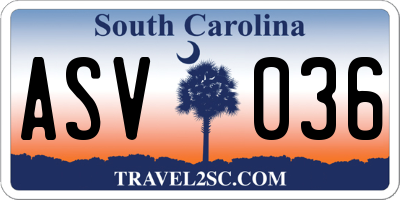 SC license plate ASV036