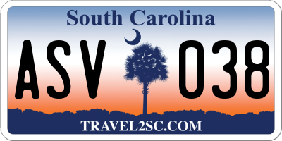 SC license plate ASV038