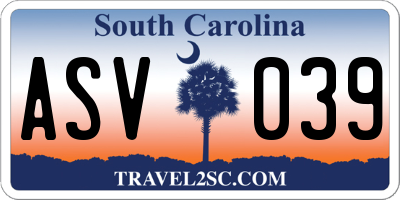 SC license plate ASV039