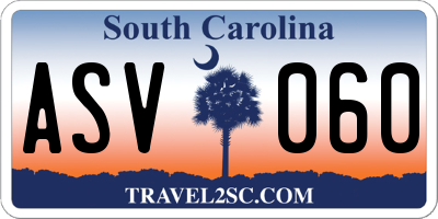 SC license plate ASV060