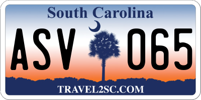 SC license plate ASV065