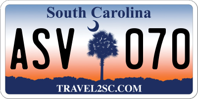 SC license plate ASV070