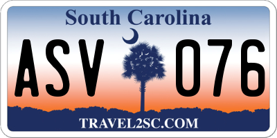SC license plate ASV076