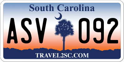 SC license plate ASV092