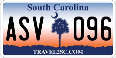 SC license plate ASV096