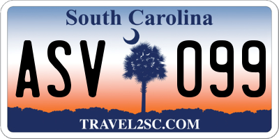SC license plate ASV099