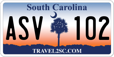 SC license plate ASV102