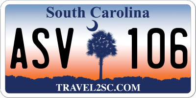SC license plate ASV106
