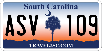 SC license plate ASV109