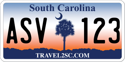 SC license plate ASV123