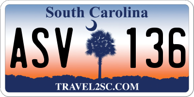SC license plate ASV136
