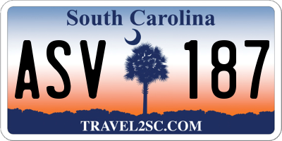 SC license plate ASV187
