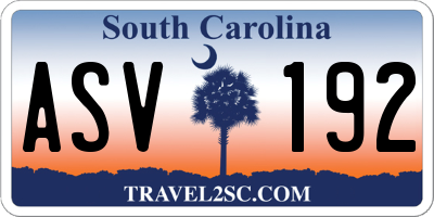 SC license plate ASV192