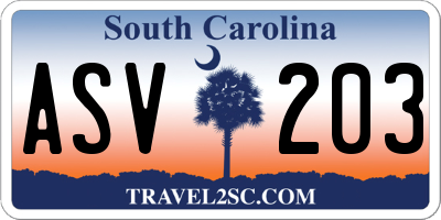 SC license plate ASV203