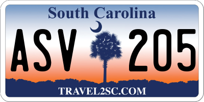 SC license plate ASV205