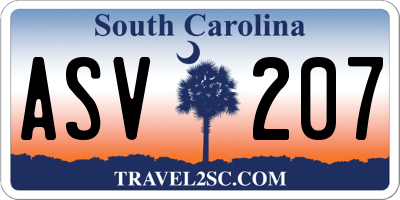 SC license plate ASV207