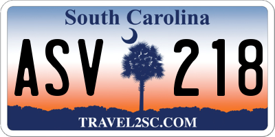 SC license plate ASV218