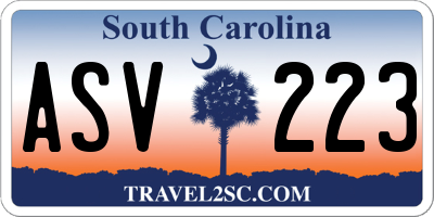 SC license plate ASV223