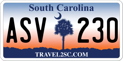 SC license plate ASV230
